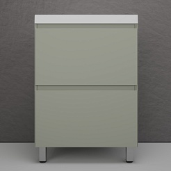 Style Line Тумба с белой раковиной Манхэттен 60 Plus эмаль олива матовая – фотография-5